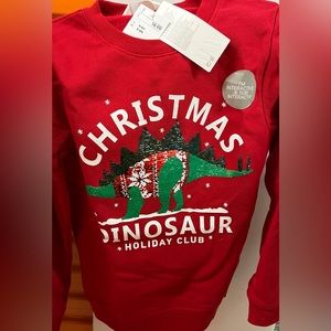 Christmas Dinosaur Red Sweatshirt. Size 8-10yr.
